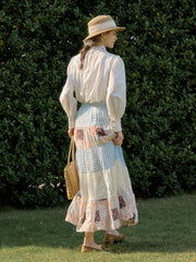 Aylin Mock Neck Embroidered White Shirt