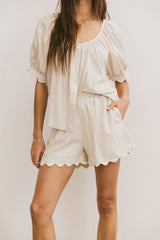 Owen Scalloped Top in Oatmeal