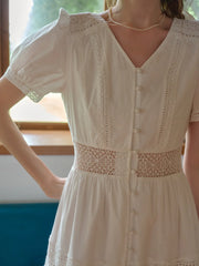 Ember V-Neck Hollow 100% Cotton Dress