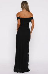 Icon In Motion Off Shoulder Maxi Dress Black