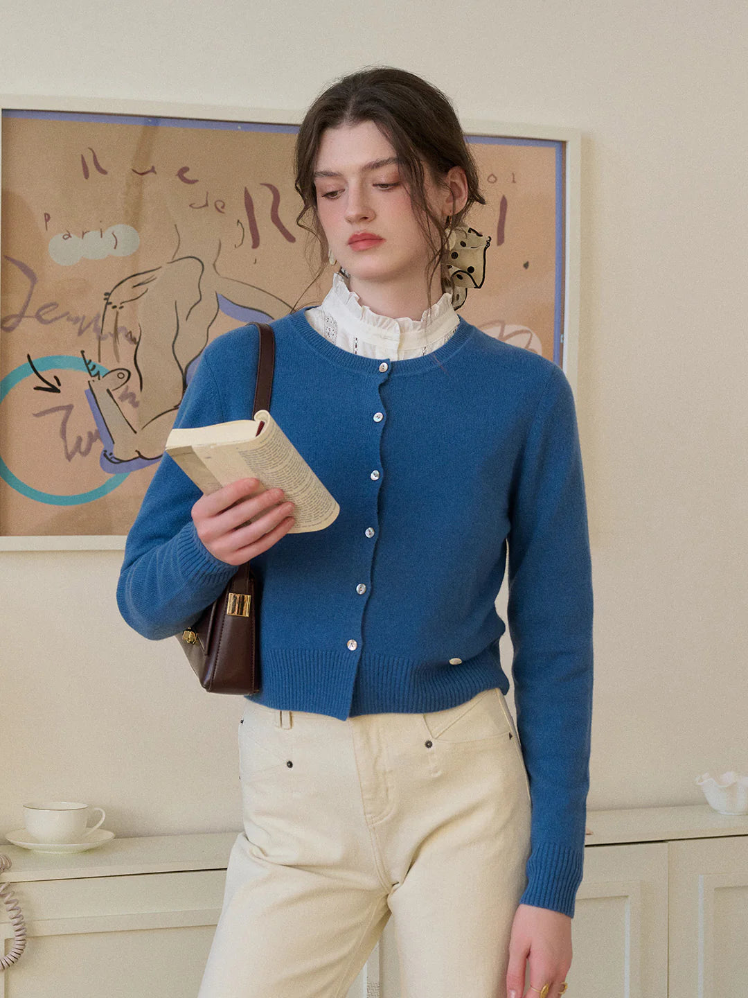 Dayana Round Neck 100% Wool Cardigan