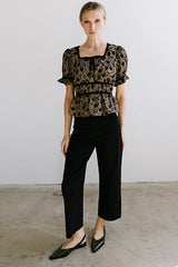 Tallie Floral Blouse in Mocha