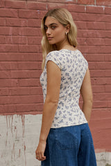 Jaynie Floral Top in Cream