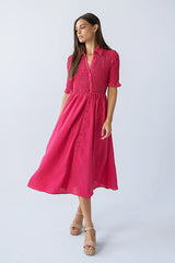 Jonas Gingham Midi Dress in Pink