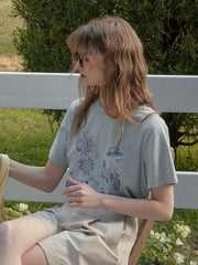 Rory Round Neck Vintage Pattern T-shirt