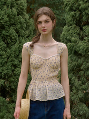 Victoria Square Neck Accordion Pleats Lyocell Top