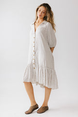 Theo Striped Midi Dress in Grey