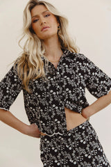 Perrie Floral Button Up in Black