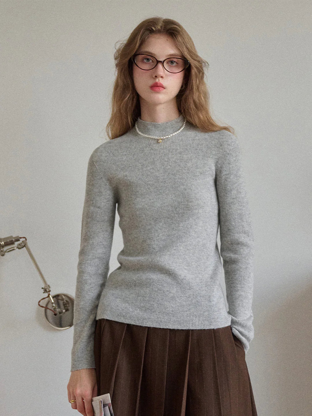 Abby Mock Neck Ribbed Sweater