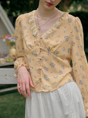 Laurel V-Neck Floral Blouse