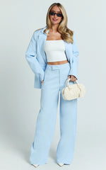 Selena Pants - High Waisted Wide Leg Tailored Pants in Baby Blue