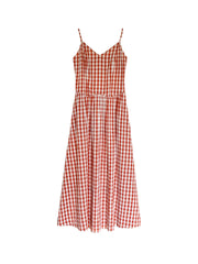 Tinsley Suspender Plaid Dress- Red