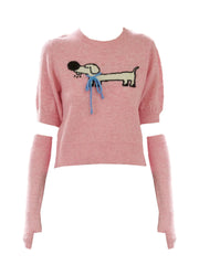 Lorelai Round Neck Puff Sleeve Bow Detail Pullover Sweater