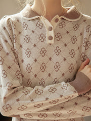 Emily Patterned Brown Polo Knitted Dress