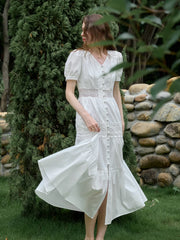 Ember V-Neck Hollow 100% Cotton Dress