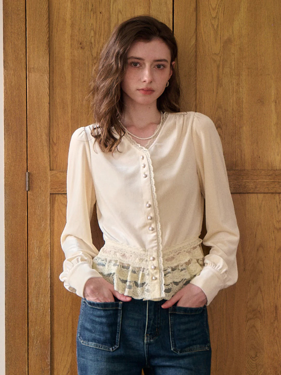 Theodora V-Neck Hollow Blouse