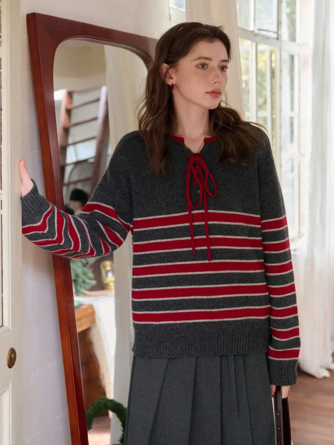 Emberlynn Round Neck Stripe Sweater