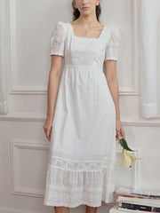 Adrianna Square Neck Puff Sleeve Cotton Dress