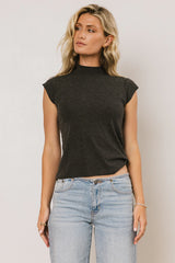 Sunny Mock Neck Top in Charcoal