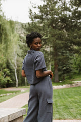 Benji Cotton Gauze Top in Slate Blue