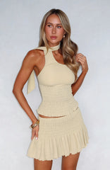 Break The Limits Shirred Mini Skirt Pistachio