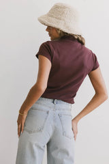 Marley Mock Neck Tee in Wine