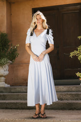 Nellie Drop Waist Maxi Dress in Blue