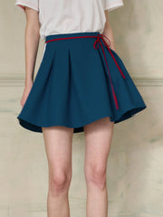 Hadlee Cute Contrasting Lace-up Pleated A-Line Skirt