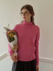 Solana Basic Versatile Turtleneck 100% Wool Sweater - Pink