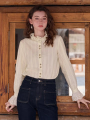 Kaiya Ruffle Collar 100% Cotton Blouse