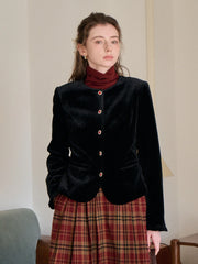 Adley Round Neck Velvet Jacket