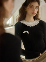 Jill Lace Collar Contrasting Knit Dress