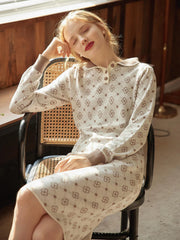 Emily Patterned Brown Polo Knitted Dress