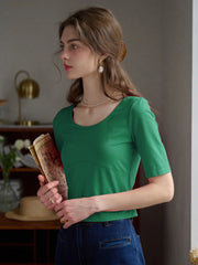 Indigo Round Neck Knit Top - Green