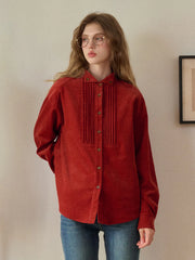 Ailani Stand Collar 100% Cotton Corduroy Shirt