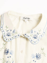 Alora Peter Pan Collar Embroidery 100% Cotton Blouse