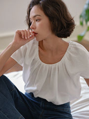 Selene Simple White Loose Blouse