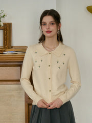 Skyla Round Neck Embroidery Cardigan