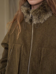 Jayleen Stand Collar Faux Fur Jacket