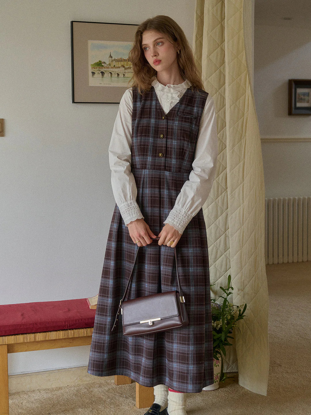 Kinley V-Neck Plaid Dress