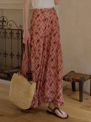 Elena Wave Edge Plaid Skirt