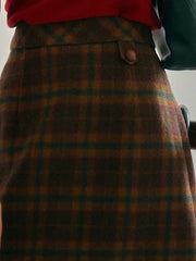 Tallulah Scottish Vintage Plaid Straight Skirt
