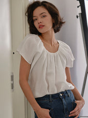 Selene Simple White Loose Blouse