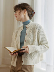 Raina Cable White Irish Knit Cardigan