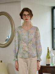 Nicole Wavy collar Floral Blouse