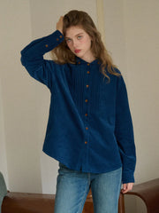 Ailani Stand Collar 100% Cotton Corduroy Shirt