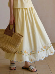 Ashley Floral Embroidery 100% Cotton Skirt