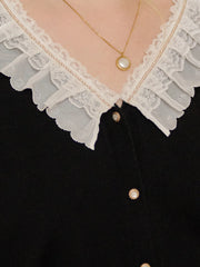 Luisa Classic Round Neck Embroidery Pleated Top