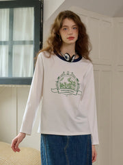 Haley Loose Round Neck Color Block Printed Casual T-Shirt