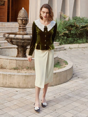 Giselle Midi Skirt-Apricot Green